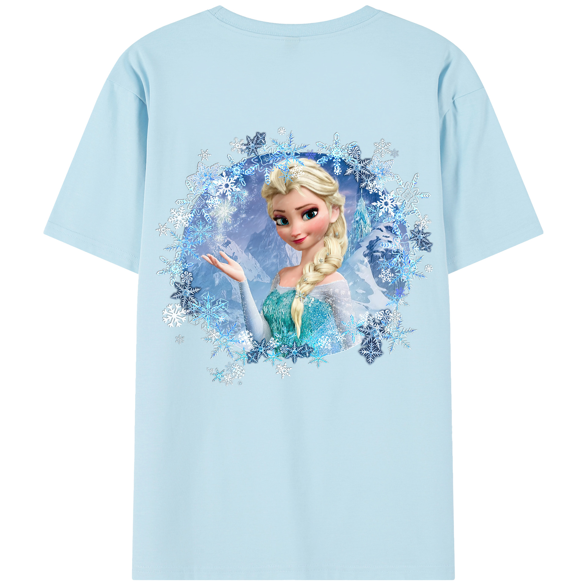 （画像用） アナと雪の女王 アンナ エルサ Frozen Anna Elsa 綿100％半袖Tシャツ（背面プリント）